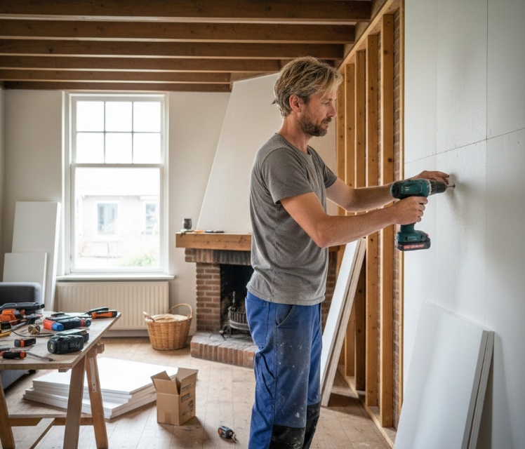 Isolatieplaten of voorzetwanden plaatsen