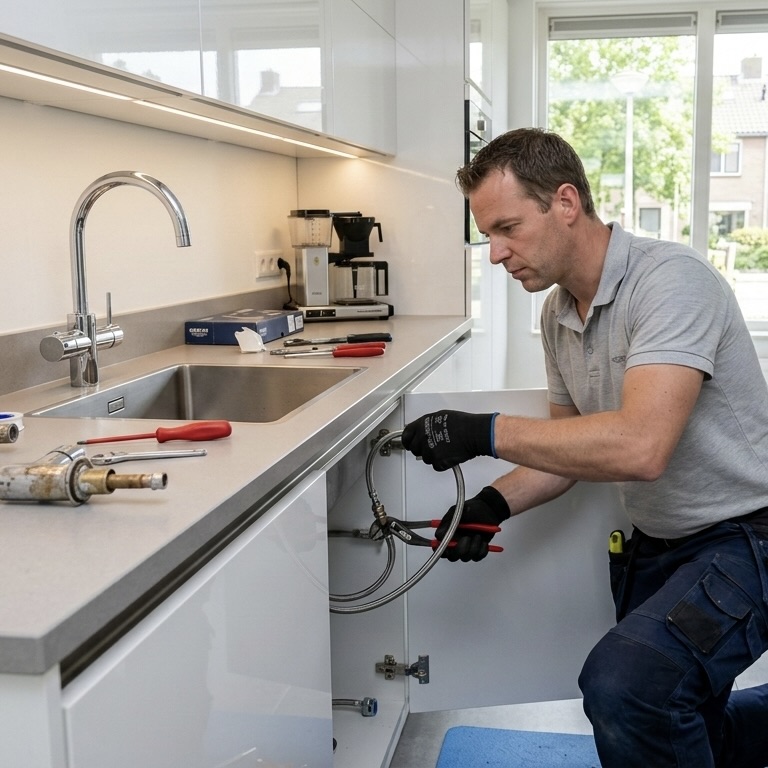 Kraan vervangen of repareren door de Klusbakfiets